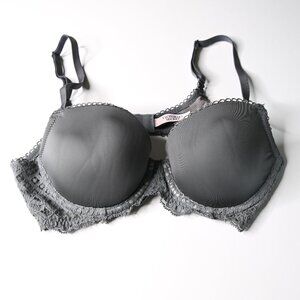 VICTORIA SECRET Gray Padded Dream Angels Demi Bra - Size 34-B
